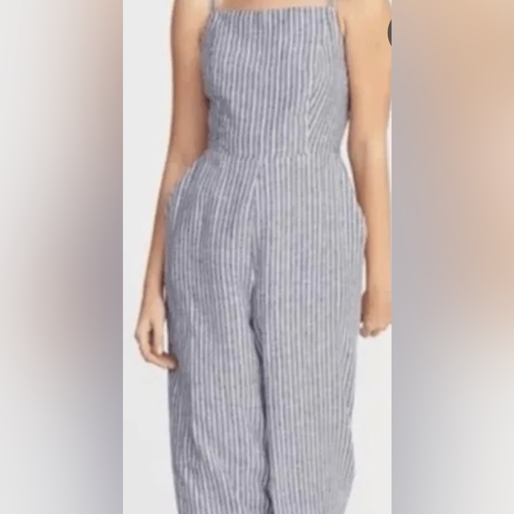 Old Navy Classic Striped Linen Strappy Jumpsuit